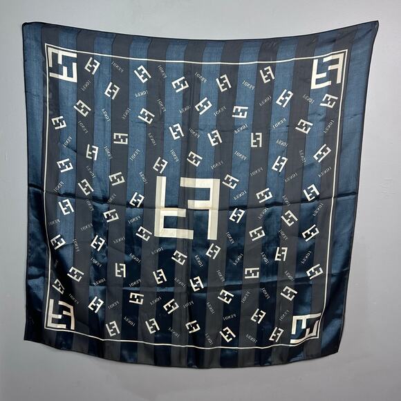 Fendi FF logo scarf large vintage black gold classic